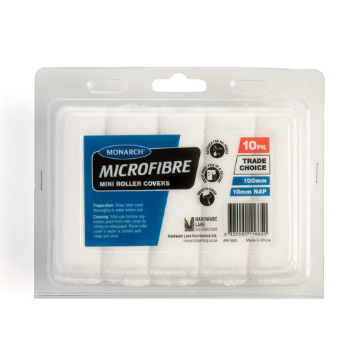 Monarch Microfibre Mini Roller Cover – 10mm Nap – 10PK